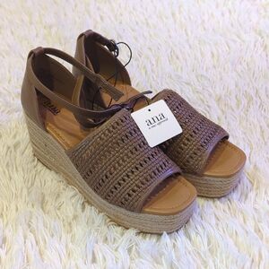 a.n.a Tan Woven Wedge Sandals Size 11 Medium